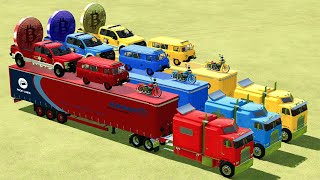 TRANSPORTING POLICE CARS FIRE TRUCK AMBULANCE MOTORCYCLES HARLEY DAVIDSON WITH TRUCK  FS22 [upl. by Atteynek596]