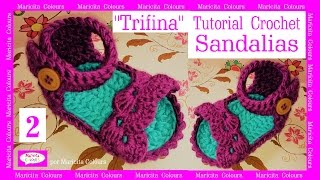 Sandalias Bebé a crochet quotTrifinaquot 2 por Maricita Colours [upl. by Aciemaj]