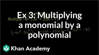 Example 3 Multiplying a monomial by a polynomial  Algebra I  Khan Academy [upl. by Colt]