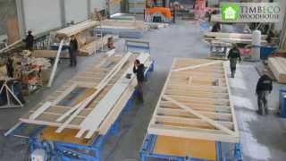 Prefab timber frame element closed panel manufacturing [upl. by Yreme]