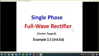 Example 33 PE 3rd ed  FullWave Rectifier  Efficiency  FF  RF  TUF  PIV  CF  PF [upl. by Beaudoin]