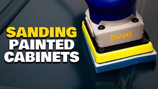 Sanding Painted Cabinet Doors  Master Cabinet Painting [upl. by Hibbs577]