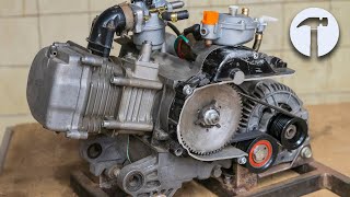 Using a scooter motor and a car alternator to make a homemade generator [upl. by Eiroj173]