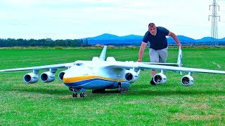 GIGANTIC XXXL 93KG RC ANTONOV AN225 MRIJA SCALE MODEL TRANSPORT AIRCRAFT  FLIGHT DEMONSTRATION [upl. by Aikimat]