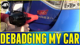 DEBADGING MY WRX STi How To Debadge A Car At Home [upl. by Enelrac271]