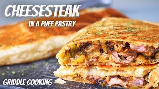 Cheese Steak in a Pastry Puff  ASMR  Griddle Cooking [upl. by Davide]