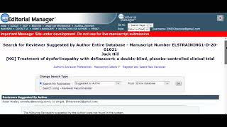 How to search for reviewers on Editorial Manager using authorsuggested reviewers [upl. by Touber]