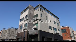 7923 베이지와 그레이 화강석 무광 레드 유광 띠장조각 타일 마감  멋진 3층 다세대 상가주택 빌라 디자인 예쁜 건물 외벽 노란색 석재 외장 시공 화강암 리모델링 [upl. by Ariana]