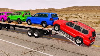 Flatbed Truck Mcqueen  Transportation with Truck  Pothole vs Car 23  BeamNGDrive [upl. by Akehsat]