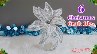 6 Christmas Poinsettia flower making with simple materials Part 2  DIY Christmas craft idea🎄248 [upl. by Ferdy]