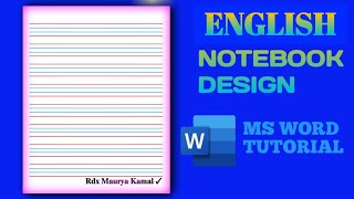 how to make four line notebook paper page in ms word ❓️ ms word mein english notebook kaise banaen 🟢 [upl. by Lu]