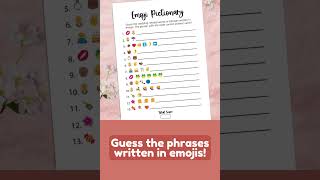 Printable Bridal Shower Game Emoji Pictionary Party Fun💍 [upl. by Niras187]