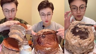 CREPE ASMR chocolate crepe cake  eating show [upl. by Ekram]