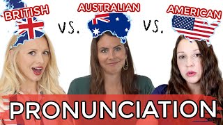 1 LANGUAGE 3 ACCENTS UK vs USA vs AUS English Pronunciation [upl. by Aihseken]