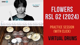 Flowers Practice session  Rockschool Grade 2 Drums 2024 [upl. by Riker]