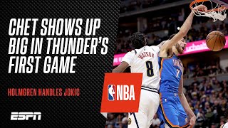 Chet Holmgren holds his own against Nikola Jokic in Thunders opener  NBA [upl. by Calise154]