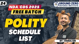 Schedule List  Indian Polity  NDA CDS 1 2025 crash course [upl. by Sandstrom241]