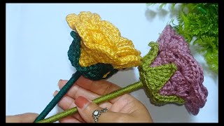 Como hacer rosas tejidas a crochet Tutorial paso a paso [upl. by Rodd]