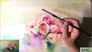 Watercolor painting demonstration of the flower 힐링이 되는 수채화 꽃 그리기 [upl. by Shapiro]