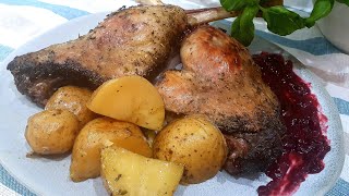 Delikatne mięso gęsie 🍗  Udka gęsie pieczone  Gęś z sosem owocowym  Nasze dania [upl. by Manno]