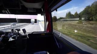 Sweden Arlanda Airport CoachesFlygbussarna ride from Airport Terminal 5 to Stockholm City [upl. by Cerys]