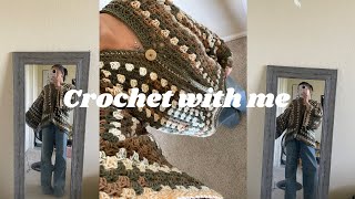 Crocheting a cardigan 💓 crochet with me [upl. by Eatnuhs]