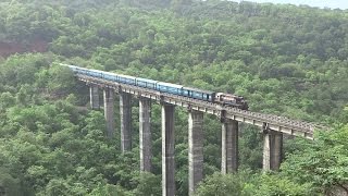 Beautiful Konkan Railway  High Hill View  Train On Pomendi Viaduct Ratnagiri [upl. by Eirbua678]