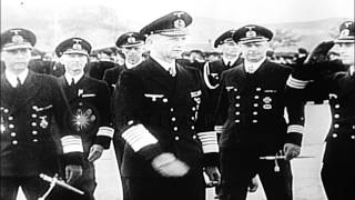 Admiral Karl Doenitz reviews German sailors and addresses them in Germany HD Stock Footage [upl. by Bac]