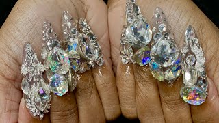 Bling queen nails 💎  Fill repair amp rebalance  Cluster bling nails  Uñas con muchos cristales 💎 [upl. by Sydelle]