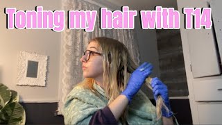 Toning my yelloworange hair with Wella t14 [upl. by Emanuele]