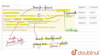 Which of the following statements are correct regarding classReptilia of phylumChordata [upl. by Chilton]