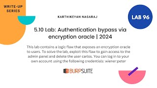 510 Lab Authentication bypass via encryption oracle  Karthikeyan Nagaraj  2024 [upl. by Llehcam]