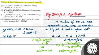 Which of the following azeotropes is not correctly matched [upl. by Kari]