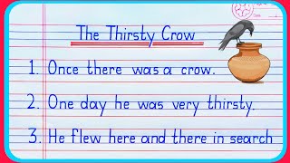 Thirsty crow story in english writing  Thirsty crow story 10 lines  Thirsty crow story  writing [upl. by Rozella]