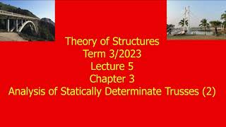 5 Theory of Structures Int Prog Chapter 3 Analysis of Statically Determinate Truss END [upl. by Orutra671]