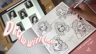 Draw with Me✍🏽💗 The Aesthetic Way to Fill Your Sketchbook  Expressions  Art Tips ✨ [upl. by Swift860]