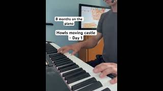 Howls moving castle on piano Day 1  8 months on the piano piano pianomusic howlsmovingcastle [upl. by Philippine]