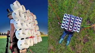 Flying with 50 drone motors homemade flying machine [upl. by Irabaj97]