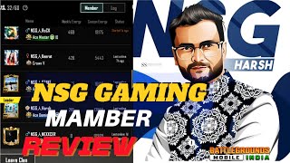 💗NSG CLAN MAMBER REVIEW 💗NSG RITUYTNSGHARSHnsgharshbgmi iamnsgritu [upl. by Arres]