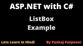 ASPNET 10  ListBox  By Pankaj Panjwani  Hindi [upl. by Carboni]