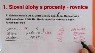 1Slovní úlohy s procenty řešené rovnicí [upl. by Amorita]