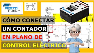 Cómo Conectar un Contador en Plano de Control Eléctrico en FluidSim 😊 [upl. by Eitsyrk]