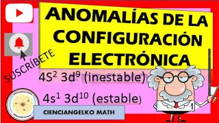 ANOMALÍAS DE LA CONFIGURACIÓN ELECTRÓNICA d4 y d9  MÉTODO RÁPIDO Y SENCILLO cienciangelkomath [upl. by Jeremie975]