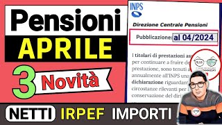 PENSIONI APRILE 2024 ➡ NOVITà E ANTEPRIMA IMPORTI CEDOLINI ARRIVATI PER CHI IRPEF AUMENTI CONGUAGLI [upl. by Lekim]