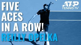 Reilly Opelka Slams Five Consecutive Aces to Win Set  Basel 2019 [upl. by Rolfe]