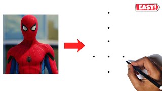 How To Draw SpiderMan  Drawing from Dots  VERY EASY [upl. by Repsihw617]