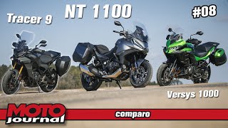 COMPARO08  Honda NT 1100 Yamaha Tracer 9 GT Kawasaki Versys 1000 standard [upl. by Yelhak]