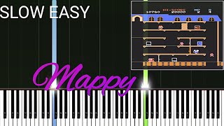 Mappy NES Theme Song  SLOW EASY Piano Tutorial [upl. by Natica]