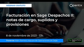 Facturación en Sage Despachos II notas de cargo suplidos y provisiones [upl. by Tadich16]