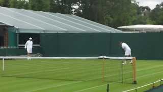 Roger Federer and Andy Murray in practice at Wimbledon [upl. by Adiell]